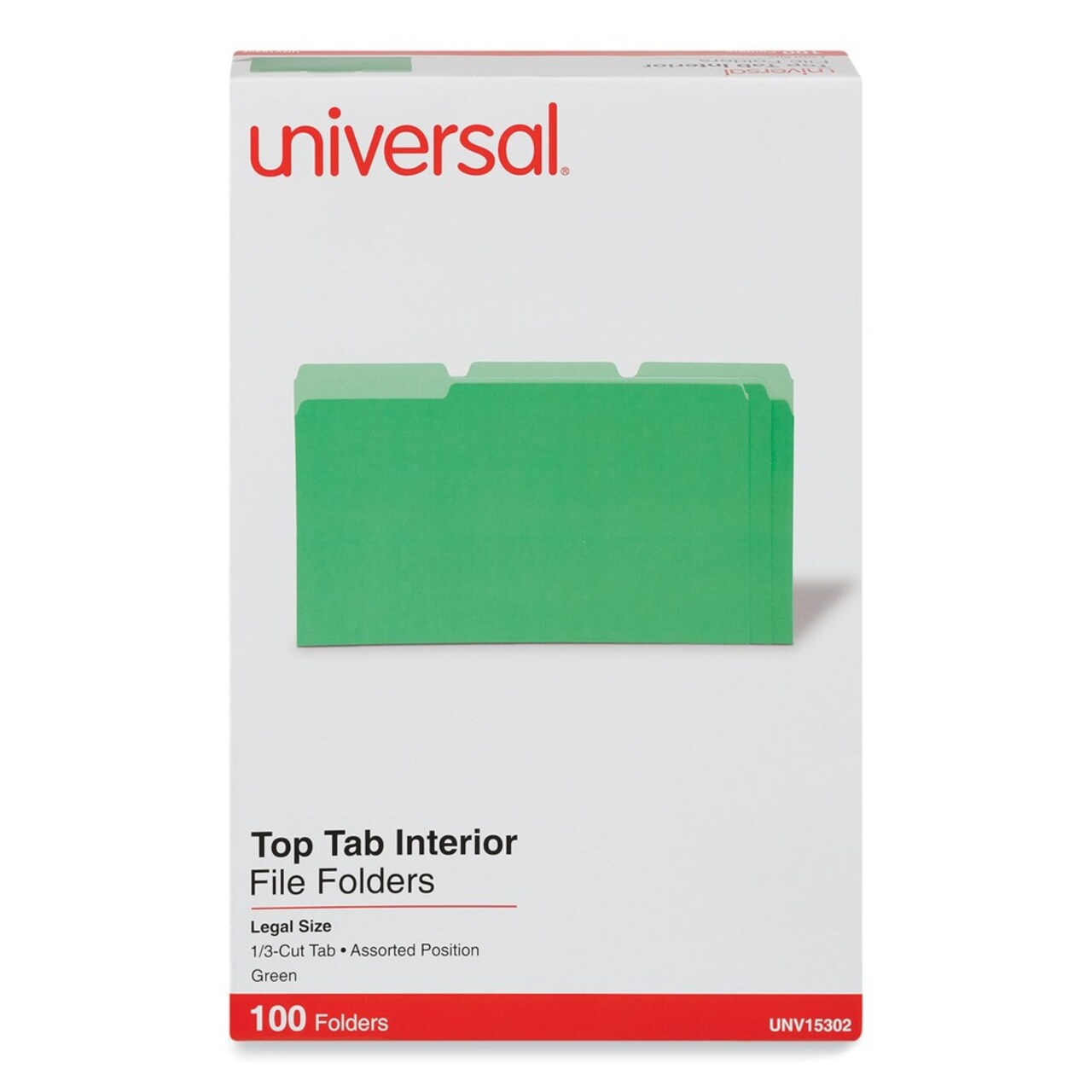 Universal 1/3-Cut Tabs Legal Size Interior File Folders - Green (100/Box)